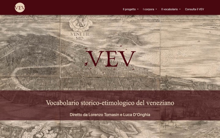 Schermata del sito VEV